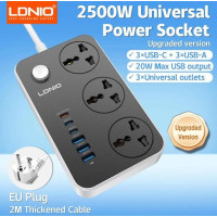 TORPAK GORAGÇYSY LDNIO SC3604 3-ÇYKYŞLY 6-USB 2M 2500W
