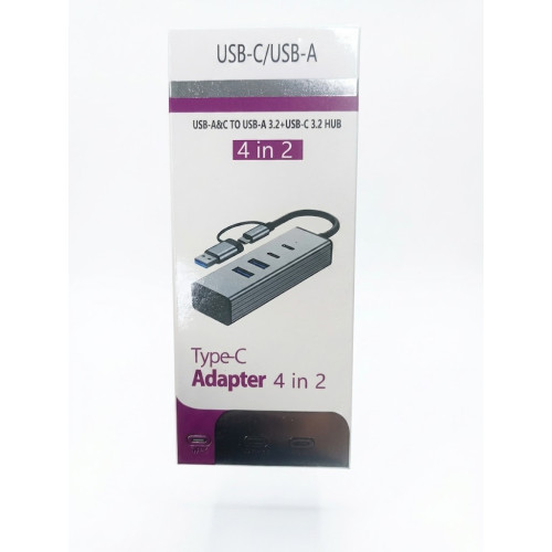 Концентратор USB-C/USB-A 4 в 2 (2×USB-A + 2×USB-C) BYL-2433TU
