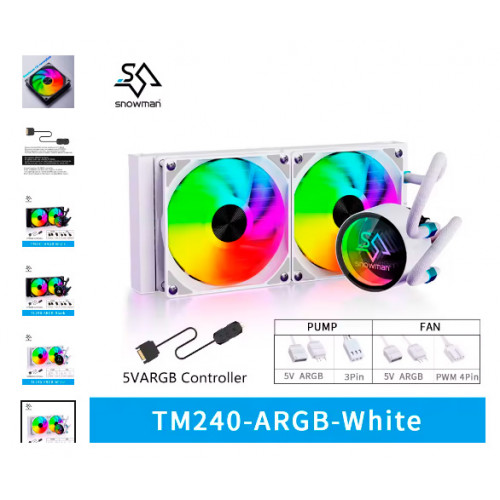 LIQUID COOLER FOR CPU SNOWMAN TL240-ARGB WHITE 2-FAN