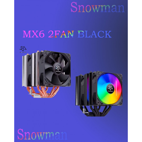 Вентилятор процессора Snowman MX6 2Fan, черный, для сокетов LGA/AM