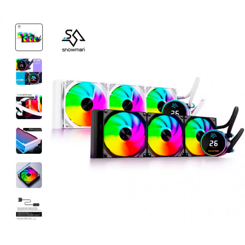 LIQUID COOLER FOR CPU SNOWMAN TL360-ARGB BLACK 3-FAN