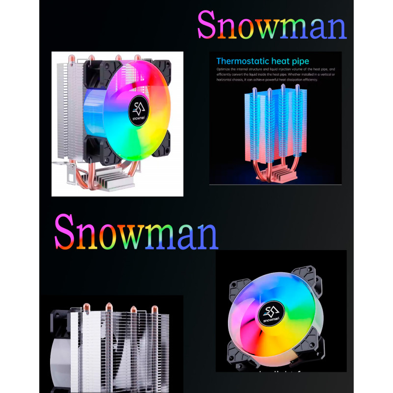 Вентилятор процессора Snowman MX2 1Fan, цветной, для сокетов LGA/AM.