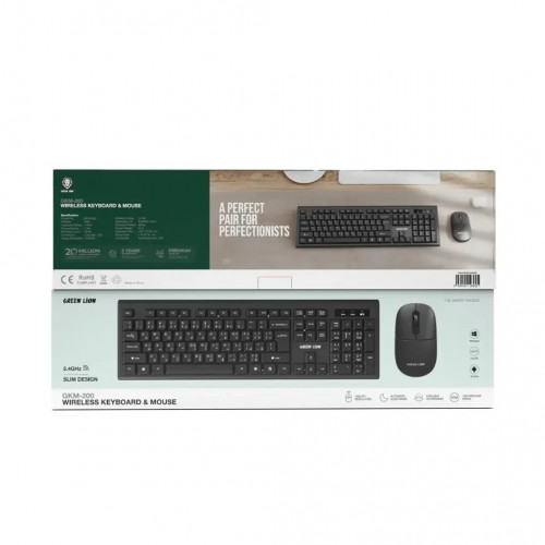 Green Lion GKM-200 simsiz klawiýatura we myşka toplum