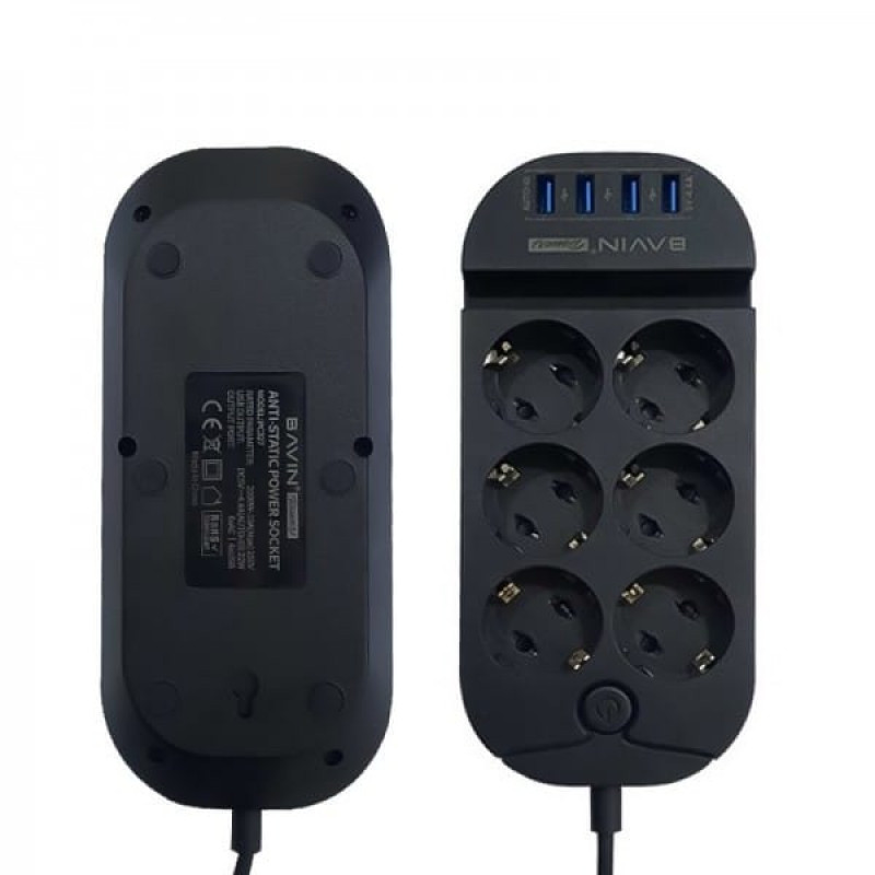 SURGE PROTECTOR BAVIN PC327 6*OUT, 4*USB-A