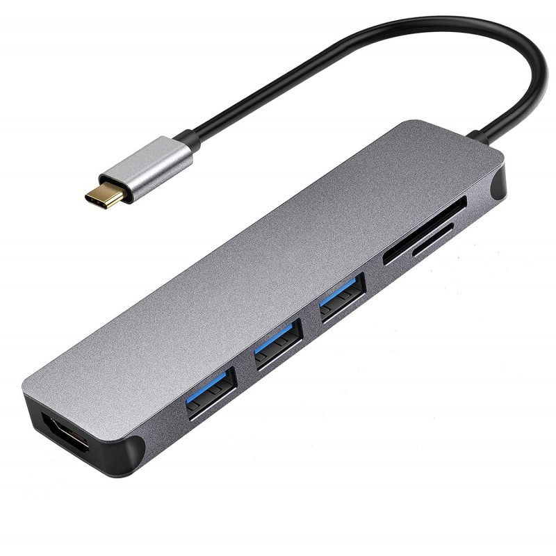 USB TYPE-C Köpeldiji HAYSENSER 2*USB2.0+USB3.0+HDMI+SD/TF+PD 7 in 1