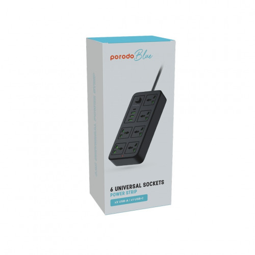 POWER SOCKET PORODO 6ACPS1C3A 6*OUT , 1*USB-C, 3*USB-A