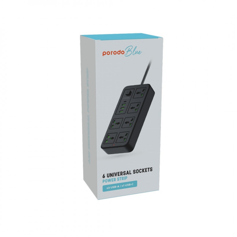 POWER SOCKET PORODO 6ACPS1C3A 6*OUT , 1*USB-C, 3*USB-A